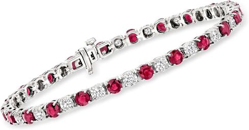Ross-Simons 6.25 CT. T.W. الياقوت و 1.00 ct. T.W. سوار تنس الماس في الفضة الاسترليني. 7 بوصات in Saudi Arabia