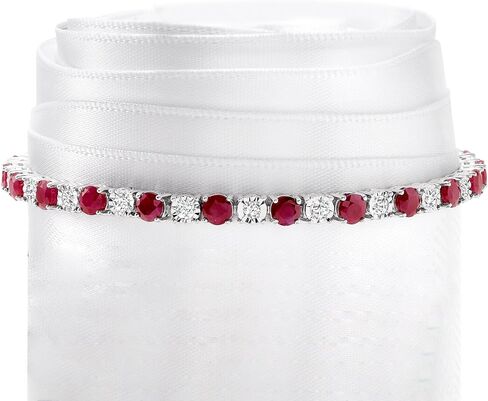 Ross-Simons 6.25 CT. T.W. الياقوت و 1.00 ct. T.W. سوار تنس الماس في الفضة الاسترليني. 7 بوصات in Saudi Arabia