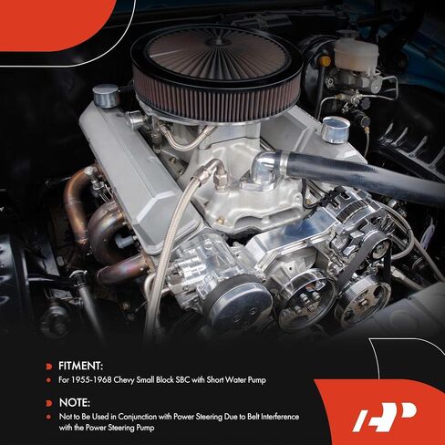 A-Premium Polished Aluminum Alternator Bracket Kit Compatible with Chevy Small Block 1955-1968, with Short Water Pump in Saudi Arabia