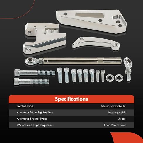 A-Premium Polished Aluminum Alternator Bracket Kit Compatible with Chevy Small Block 1955-1968, with Short Water Pump in Saudi Arabia