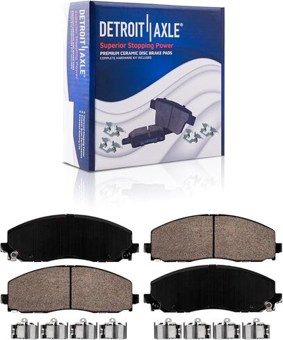 Detroit Axle - Front Brake Kit for Chrysler Town & Country Voyager Pacifica Dodge Grand Caravan Journey Ram C/V Routan Drilled & Slotted Brake Rotors Ceramic Brakes Pads Replacement 12.99" inch Rotor in Saudi Arabia