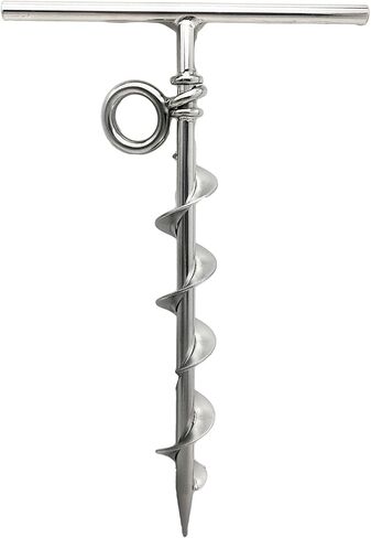 MARINE CITY 304 Grade Stainless Steel Long Grip Spiral Ground Anchor with an O-Ring for Boat Mooring on Beach – Camping Tent – Screw Dog Tie-Out Stake Backyard (Pack of 1) in Saudi Arabia