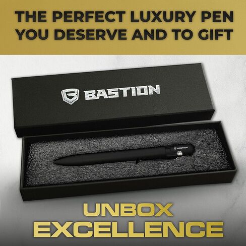 BASTION® Luxury Bolt Action Pen, Durable Professional Ballpoint Pen with Fine Tip, EDC Pen Ink Refillable Pen - 100% Stainless Steel in Kuwait
