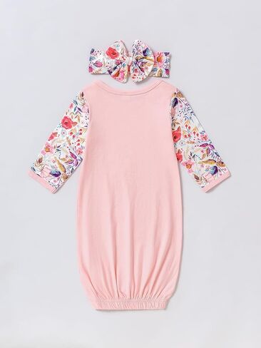 AMAWMW Newborn Baby Girl Little Sister Sleeper Gown Stripe Long Sleeve Nightgown Pajamas Gifts Stuff Essential Outfit in Kuwait