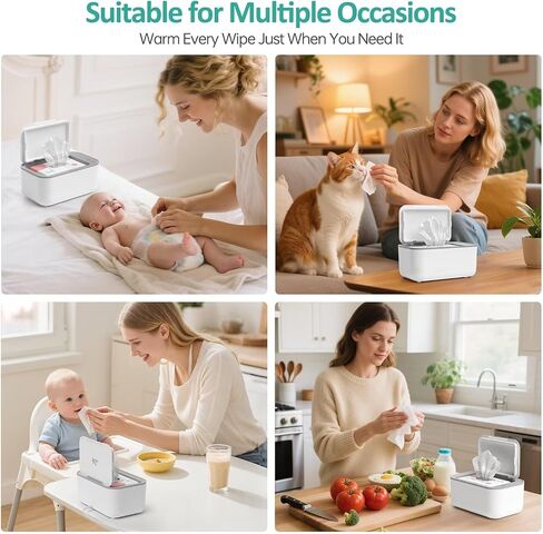 Chefhandy Baby Wipe Warmer, 3-Level Temperature Control, Silent & Even Heating, Large Capacity Wipes Dispenser for Babies & Adults, White in Saudi Arabia