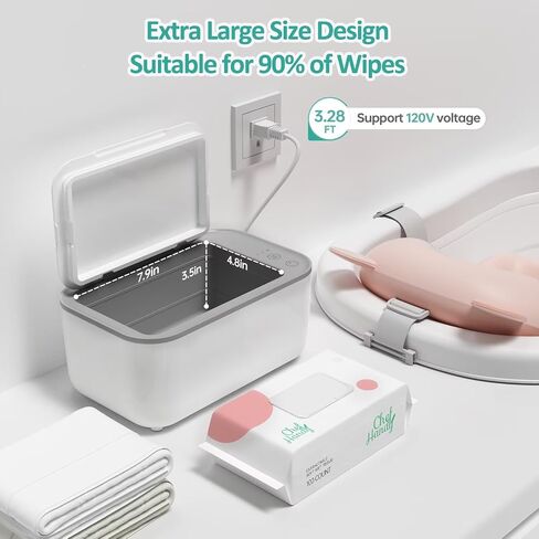 Chefhandy Baby Wipe Warmer, 3-Level Temperature Control, Silent & Even Heating, Large Capacity Wipes Dispenser for Babies & Adults, White in Saudi Arabia