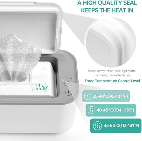 Chefhandy Baby Wipe Warmer, 3-Level Temperature Control, Silent & Even Heating, Large Capacity Wipes Dispenser for Babies & Adults, White in Saudi Arabia