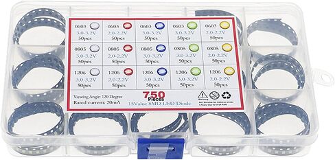 24 Values 1200PCS 0603 0805 1206 SMD LED Diode Lights Assorted Kit,Super Bright Lighting Bulb Lamps,Electronics Components Light,Emitting Diodes,Yellow, red, Blue, Green, White, orange in Saudi Arabia