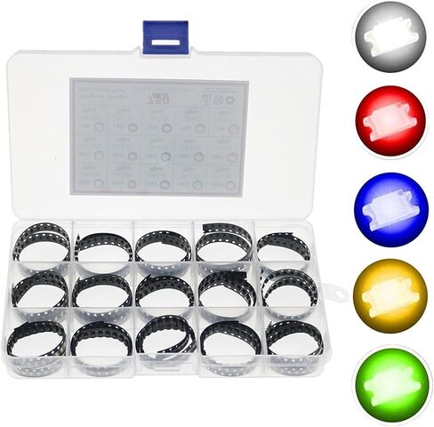 24 Values 1200PCS 0603 0805 1206 SMD LED Diode Lights Assorted Kit,Super Bright Lighting Bulb Lamps,Electronics Components Light,Emitting Diodes,Yellow, red, Blue, Green, White, orange in Saudi Arabia