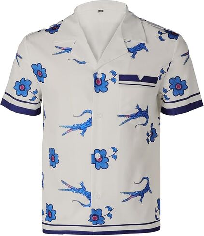 قميص Lochlan Ratliff Mens White Lotus Cosplay Costume Clocodile Printed Beach Hawaiian Terts in Kuwait