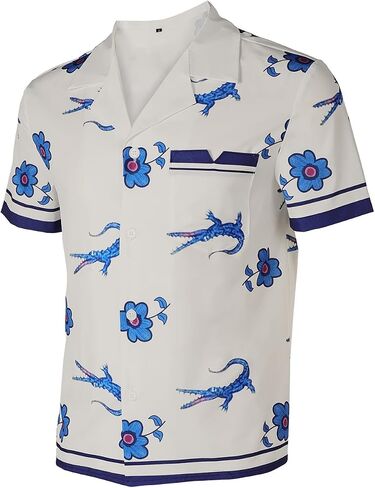 قميص Lochlan Ratliff Mens White Lotus Cosplay Costume Clocodile Printed Beach Hawaiian Terts in Kuwait