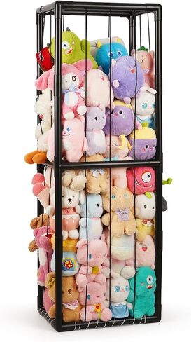 Trycooling تخزين الحيوانات المحشوة حديقة الحيوانات المحشوة مساحة حفظ الحيوانات المحشوة العمودية تخزين PVC مع شريط مطاطي وشبكة لغرفة اللعب وغرفة النوم والحضانة (أبيض 1) in Kuwait