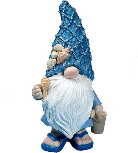 Garden Sea Gnome Statue Decoration Indoor Resin Beach Gnome Sculpture for Home Office Desktop Bathroom, Summer Pool Decoration Gifts (Carrying Bucket of Shells) in Kuwait