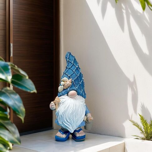 Garden Sea Gnome Statue Decoration Indoor Resin Beach Gnome Sculpture for Home Office Desktop Bathroom, Summer Pool Decoration Gifts (Carrying Bucket of Shells) in Kuwait