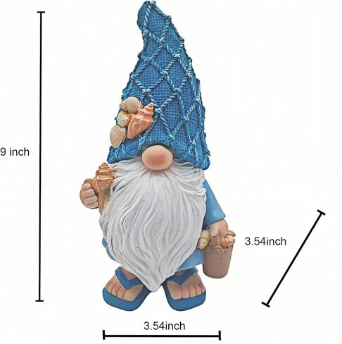 Garden Sea Gnome Statue Decoration Indoor Resin Beach Gnome Sculpture for Home Office Desktop Bathroom, Summer Pool Decoration Gifts (Carrying Bucket of Shells) in Kuwait