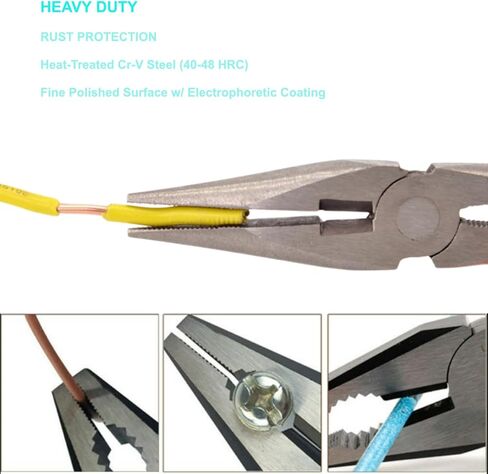 8-Inch Needle Nose Pliers: Paper Clamp Precision, Premium Heavy-Duty CRV Steel, Large Soft Grip with Wire Cutter,Chrome Vanadium Steel Long Nose Cutting Pliers in Kuwait