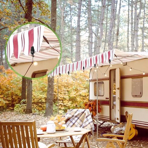50 Pcs RV Awning Light Clips Clear Curtain Hooks with Clips 360° Camper Trailer Christmas Party String Light Holder Hanger with Ring for Caravan Curtain Wall Banners Photos Display Decor in Saudi Arabia