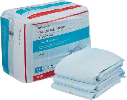Covidien 75343101 Incontinent Brief Wings Choice Plus Tab Closure Large Disposable Heavy Absorbency 66034 Box of 18 in Saudi Arabia