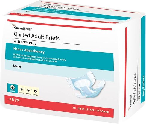 Covidien 75343101 Incontinent Brief Wings Choice Plus Tab Closure Large Disposable Heavy Absorbency 66034 Box of 18 in Saudi Arabia