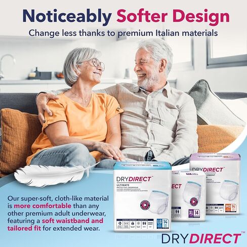Dry Direct Ultimate Protective Underwear, Soft Cloth-Like Adult Diapers, Max Absorbency Disposable Incontinence Protection - Large (Pack of 14) in Saudi Arabia