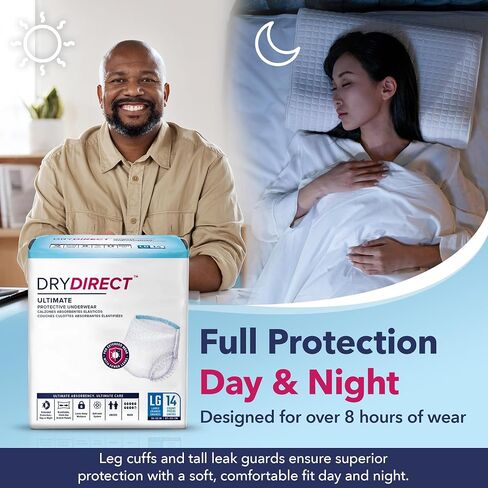 Dry Direct Ultimate Protective Underwear, Soft Cloth-Like Adult Diapers, Max Absorbency Disposable Incontinence Protection - Large (Pack of 14) in Saudi Arabia