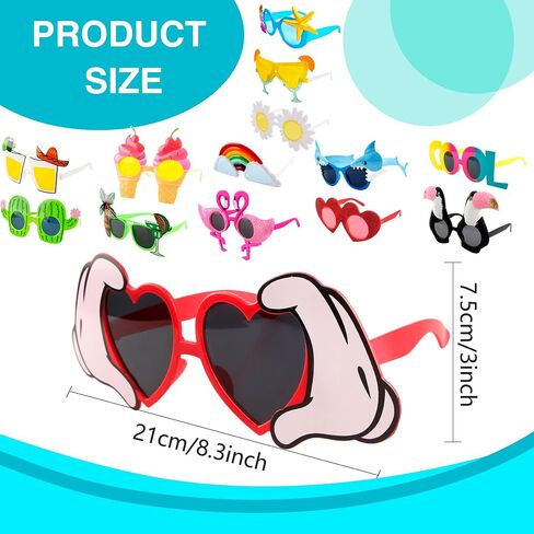 14 PCS Luau Sunglasses Hawaiian Sunglasses Tropical Beach Sunglasses for Hawaiian Summer Party Supplies in Kuwait