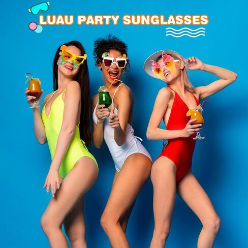 14 PCS Luau Sunglasses Hawaiian Sunglasses Tropical Beach Sunglasses for Hawaiian Summer Party Supplies in Kuwait