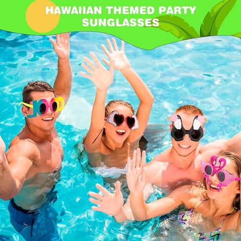 14 PCS Luau Sunglasses Hawaiian Sunglasses Tropical Beach Sunglasses for Hawaiian Summer Party Supplies in Kuwait
