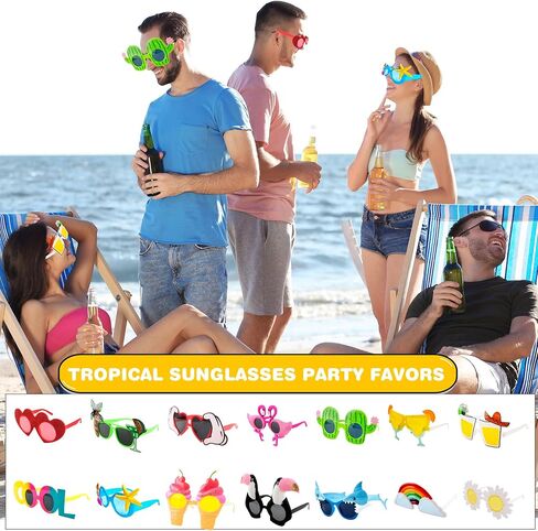 14 PCS Luau Sunglasses Hawaiian Sunglasses Tropical Beach Sunglasses for Hawaiian Summer Party Supplies in Kuwait