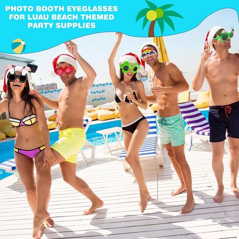 14 PCS Luau Sunglasses Hawaiian Sunglasses Tropical Beach Sunglasses for Hawaiian Summer Party Supplies in Kuwait