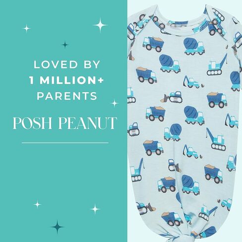 Posh Peanut Newborn Knotted Baby Gowns 0-3 Months - Easy-Tie Hospital Outfit Viscose from Bamboo Sleepers for Baby Boy & Girl, Vintage Pink Rose in Saudi Arabia