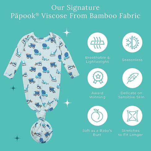 Posh Peanut Newborn Knotted Baby Gowns 0-3 Months - Easy-Tie Hospital Outfit Viscose from Bamboo Sleepers for Baby Boy & Girl, Vintage Pink Rose in Saudi Arabia