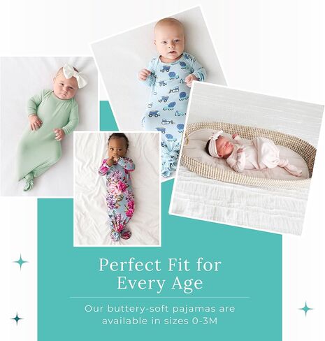 Posh Peanut Newborn Knotted Baby Gowns 0-3 Months - Easy-Tie Hospital Outfit Viscose from Bamboo Sleepers for Baby Boy & Girl, Vintage Pink Rose in Saudi Arabia
