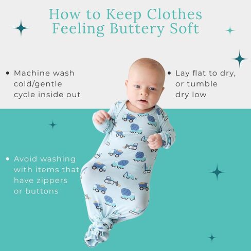 Posh Peanut Newborn Knotted Baby Gowns 0-3 Months - Easy-Tie Hospital Outfit Viscose from Bamboo Sleepers for Baby Boy & Girl, Vintage Pink Rose in Saudi Arabia