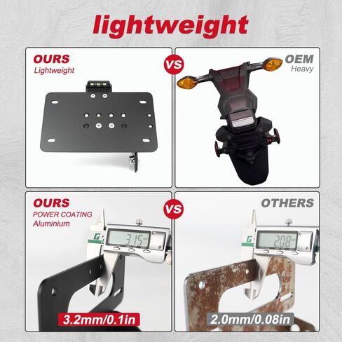 Xitomer Universal Side License Plate Holder Motorcycle License Plate Bracket With Led Plate Light Universal Side Fender Eliminator Side Motorcycle Tail Tidy in Saudi Arabia