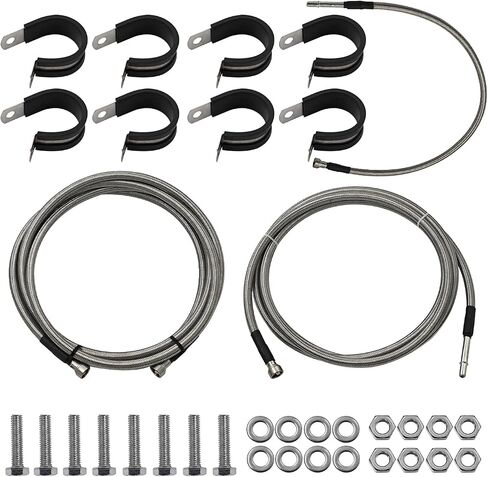 819-874 20832565 Front Flexible Stainless Steel Braided Fuel Line Compatible with Chevy Silverado for GMC Sierra 2004-2010, 919-874, 20832563 in Saudi Arabia
