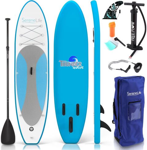 SereneLife Inflatable Stand Up Paddle Board (6 Inches Thick) with Premium SUP Accessories, Seat & Carry Bag | Bottom Fin for Paddling, Surf Control, Non-Slip Deck | Youth & Adult Standing Boat in Saudi Arabia
