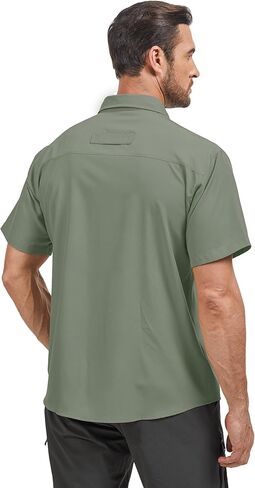 Men's Fishing Shirts Short Sleeve UPF 50+ Sun Protection Shirts, Mens Cargo Quick Dry Shirt for Hiking Safari Camping in Kuwait