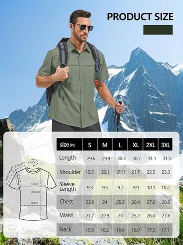 Men's Fishing Shirts Short Sleeve UPF 50+ Sun Protection Shirts, Mens Cargo Quick Dry Shirt for Hiking Safari Camping in Kuwait