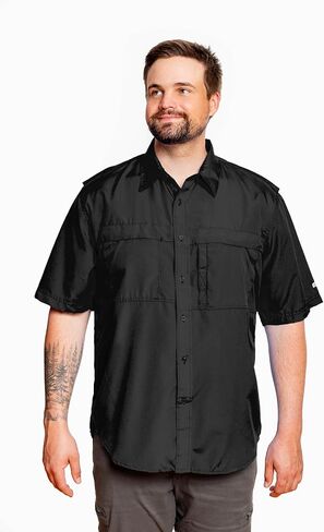 Men's Pescador Polyester Short Sleeve Fishing Shirt Wicking Fabric Sun Protection Casual Button Down Shirt in Saudi Arabia