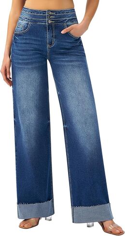 سروال جينز عريض الساق في روز أدوات روز in Kuwait