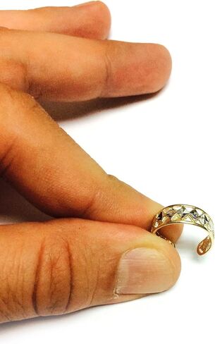 14K White And Yellow Gold Diamond Cut And Millgrain Design Adjustable Toe Ring 6mm in Saudi Arabia
