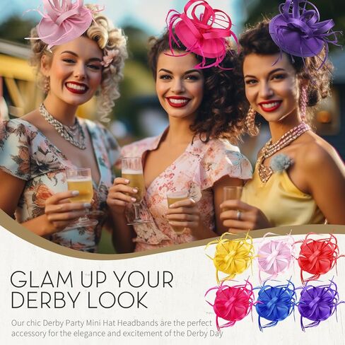 6 Pcs Derby Party Supplies Hat Headband for Women Fascinator Hats for Women Tea Party Hat Wedding Church Bridal Cocktail Feathers Hair Clip in Kuwait