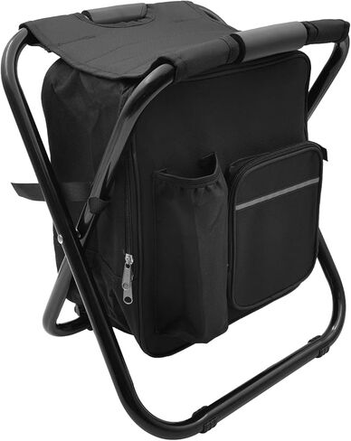 كرسي تخييم قابل للطي مع حقيبة تبريد، كرسي صيد خفيف الوزن، مقعد صغير قابل للطي مع مسند ظهر ومقبض للتخييم، وصيد الأسماك، والصيد، والمشي لمسافات طويلة، والرسم في الهواء الطلق - مموه in Kuwait