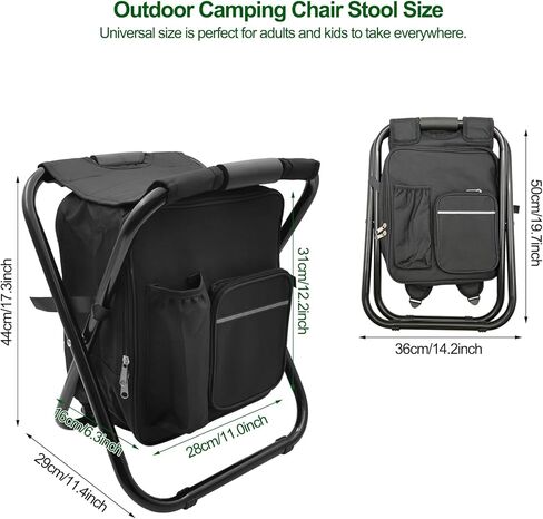كرسي تخييم قابل للطي مع حقيبة تبريد، كرسي صيد خفيف الوزن، مقعد صغير قابل للطي مع مسند ظهر ومقبض للتخييم، وصيد الأسماك، والصيد، والمشي لمسافات طويلة، والرسم في الهواء الطلق - مموه in Kuwait