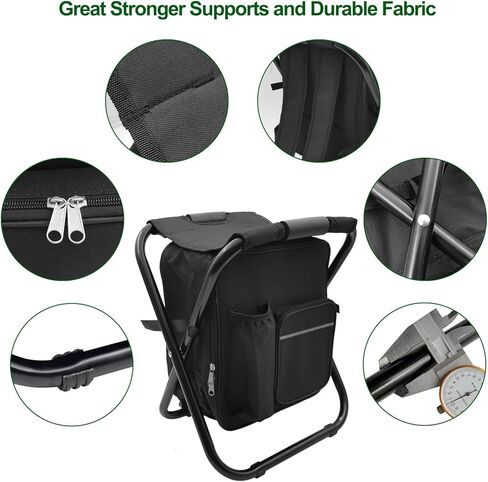 كرسي تخييم قابل للطي مع حقيبة تبريد، كرسي صيد خفيف الوزن، مقعد صغير قابل للطي مع مسند ظهر ومقبض للتخييم، وصيد الأسماك، والصيد، والمشي لمسافات طويلة، والرسم في الهواء الطلق - مموه in Kuwait