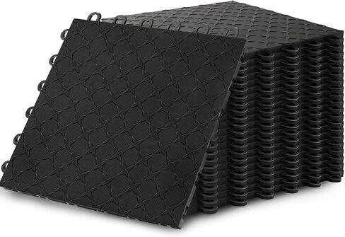 بلاط أرضيات متشابك في PVC المتداخلة - 48 حزمة ، 12 "x12" (يغطي 48 قدم مربع) | لوحة الماس غير المنقولة | أسود للمرآب والمستودع والطابق السفلي والصالة الرياضية in Kuwait