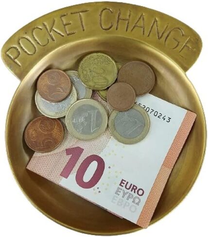 Gold Pocket Change Coin Dish Bowl Jewelry Tray Vintage Trinket Dish Antique Brass Retro Design Gold Plate Gifts for Housewarming, Wedding, Friends, Wife, Mom, Dad in Saudi Arabia