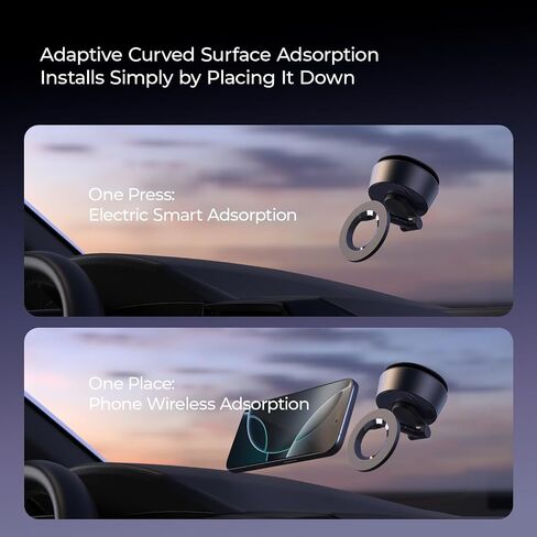 LISEN for Magsafe Car Phone Mount ، حامل الهاتف الخليوي كأس الشفط الكهربائي ، لـ iPhone 16 15 14 13 12 Pro Max Samsung Android والهواتف الذكية in Kuwait