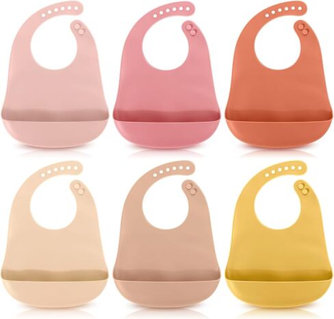Mepase 12 Pcs Silicone Bibs Waterproof Silicone Baby Bibs Soft Adjustable Baby Feeding Bib Unisex Baby Eating Supplies(Fresh Color) in Saudi Arabia